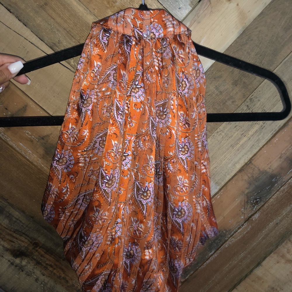 Orange pattern open back top
